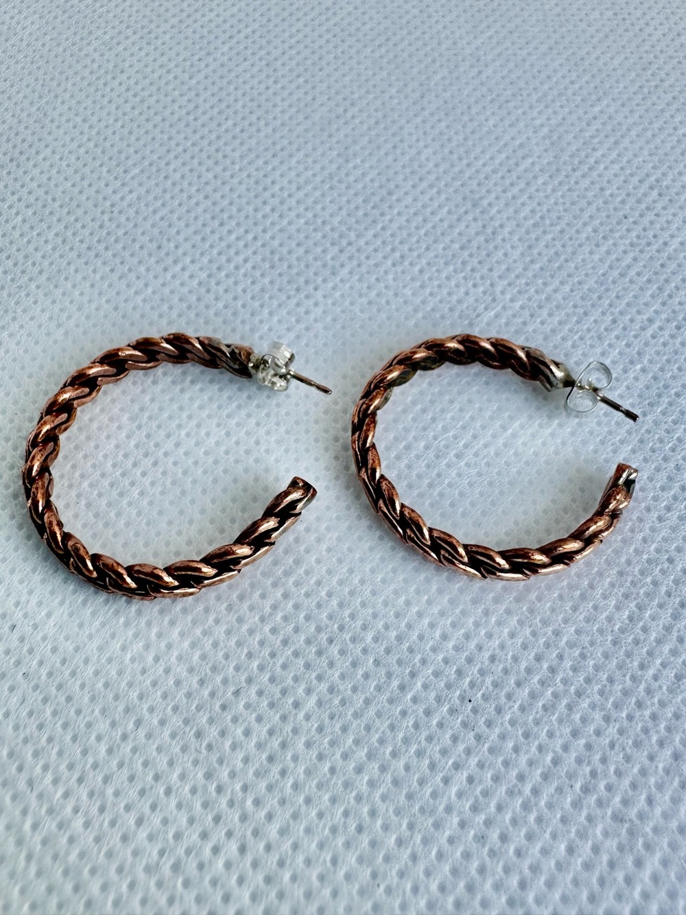 Navajo Made Braided Copper Hoop Earrings
